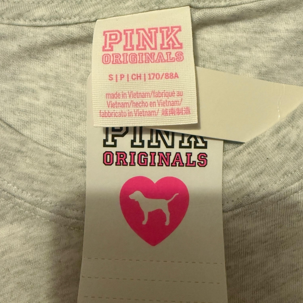 PINK Victoria's Secret Gray Shirt with Pink Accents - Picture 5 of 6